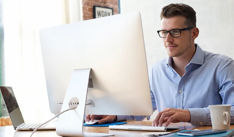 man at a computer