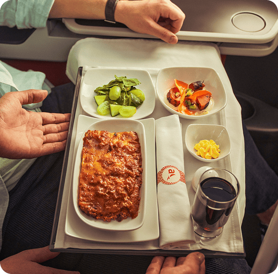 In-flight menu on flights longer than 3 hours