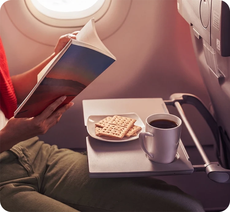snack y bebida a bordo
