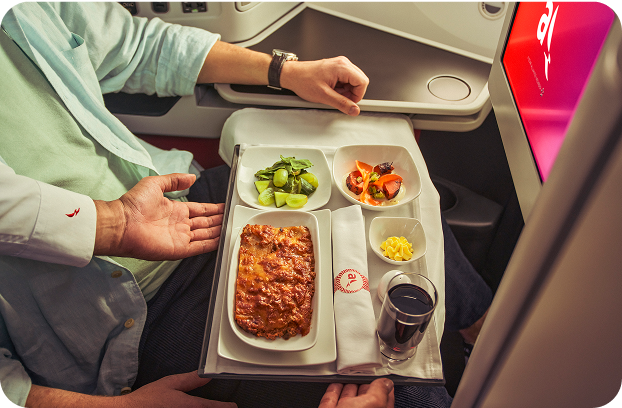 Plateau-repas Business Class avec boisson et dessert